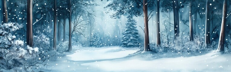 Fototapeta premium Enchanting Winter Wonderland Snow Falling in a Magical Forest