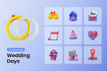 Wedding Days 3d Illustration