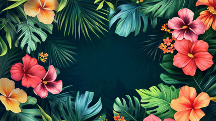 Tropical floral card with lush summer vibes