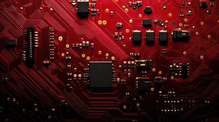 Closeup of Red Circuit Board