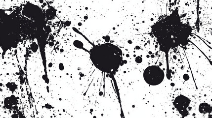 Black paint splatter pattern on white background