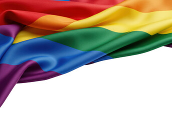 Rainbow flag displays vibrant colors representing diversity, acceptance, and LGBTQ+ pride during a celebration or event on a transparent background.