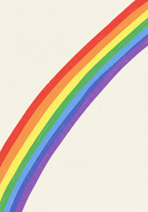 A cheerful rainbow arc sweeps across a creamy background, full of color and light.