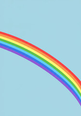 Obraz premium Bright rainbow arches across a serene light blue backdrop, creating a cheerful design.