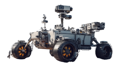 Space Rover on Expedition: A detailed view of a modern space rover, exploring the unknown, epitomizing technological advancement in the context of space exploration.