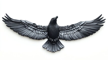 Fototapeta premium Detailed black raven sculpture in flight