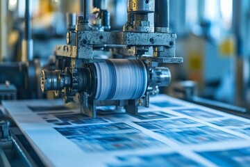 A digital inkjet printing machine in action, delivering fast printing, exact color matching, large format printing, efficient production, and flexible printing options