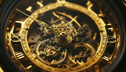Fototapeta premium A close up of a mechanical clock showcasing complex inner workings