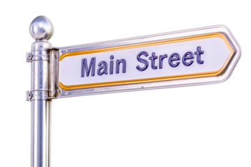 Street sign for main street urban environment cut out