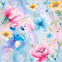 seamless watercolor floral abstract colorful wallpaper	