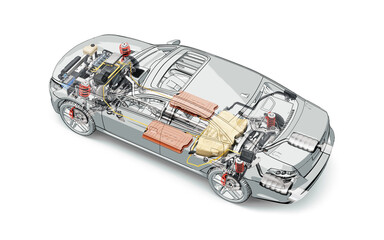 Hybrid Vehicle system cutaway illustration