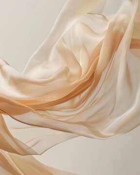 Flowing silk fabric dances gracefully in soft light