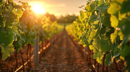 Vineyard at sunset