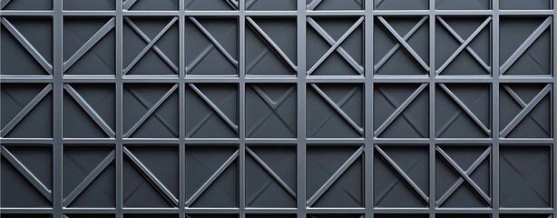 Architectural Grid: A detailed close-up of a strong metal grid pattern that forms a repeating geometrical arrangement, presenting a visually compelling combination of line, shape, and texture.