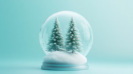 Winter Trees in Glass Snow Globe