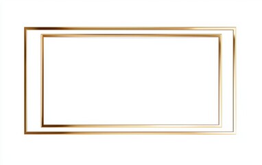 Elegant rectangular gold frame with a sleek double-line border, isolated on a white background, perfect for luxury design concepts