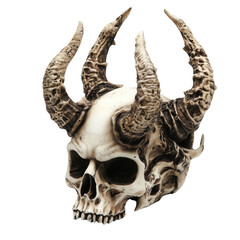 Horned Skull Decoration with Detailed Textures and Intricate Design Isolated on a Transparent Background