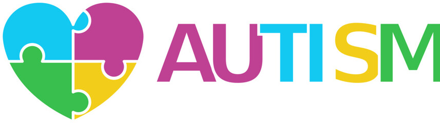 Vetor de Conscientização sobre o Autismo - Coração de Quebra-Cabeça com 