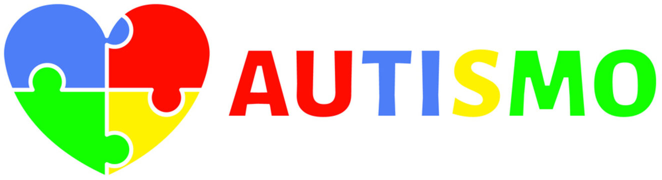 Vetor de Conscientiza&ccedil;&atilde;o sobre o Autismo - Cora&ccedil;&atilde;o de Quebra-Cabe&ccedil;a com "AUTISMO", Autism Awareness Vector - Puzzle Heart with "AUTISMO" Text
