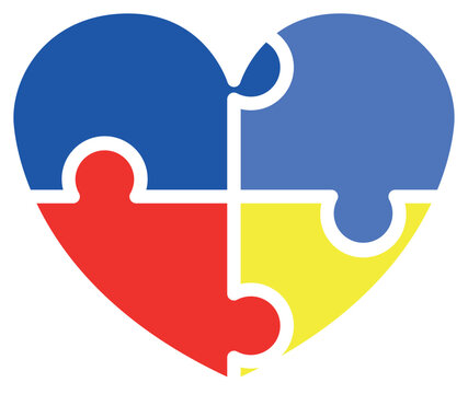Cora&ccedil;&atilde;o com Pe&ccedil;as de Quebra-Cabe&ccedil;a &ndash; S&iacute;mbolo do Autismo, Puzzle Heart &ndash; Autism Awareness Symbol