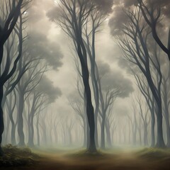 Obraz premium foggy morning in the forest