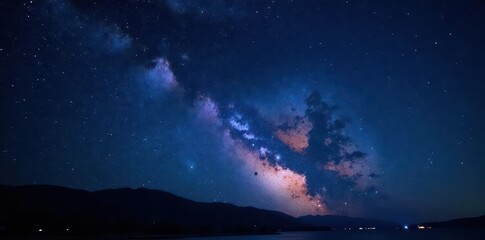 Dark night sky, countless stars, celestial glow, universe, deep, bright