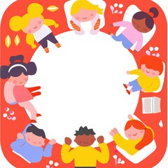 Obraz premium Diverse Children in a Circle Illustration