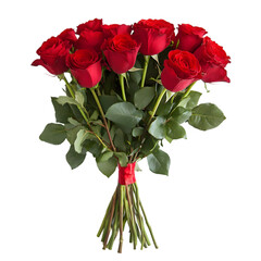 Red Roses Bouquet: Valentine's Day Flowers on white background