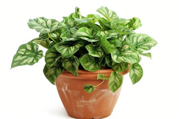 Potted Green Houseplant on a Transparent White Background