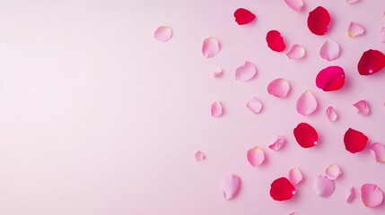 Falling Red and Pink Rose Petals on Soft Pastel Background for Romantic and Elegant Design Themes