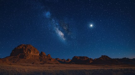 Night sky over desert mountains