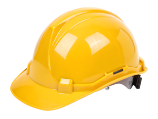 yellow safety construction helmet isolated on white background, PNG.