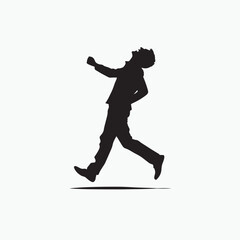 Silhouette of Joyful Walking Man - Minimalist Silhouettes in Flat Art