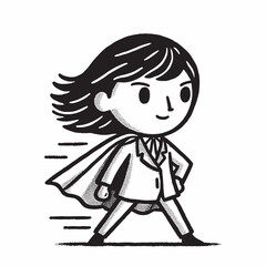 Obraz premium Confident Business Hero in Motion - Black and White Character Illustration
