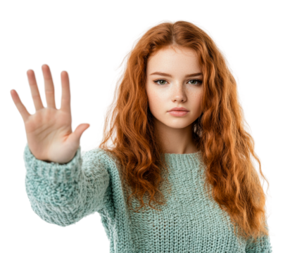 Empowering self-defense gesture portrait inspirational cut out