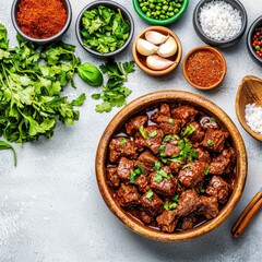 Delicious Beef Stew with Fresh Herbs and Spices.