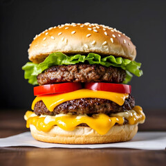 cheeseburger fast food burger and double tomato hamburger.