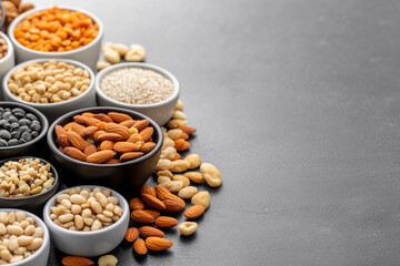 Nutritional benefits of various protein-rich nuts and seeds displayed for sports enthusiasts