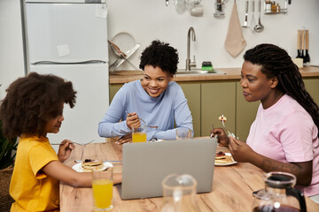 Cherishing moments of joy and connection in a vibrant family breakfast gathering