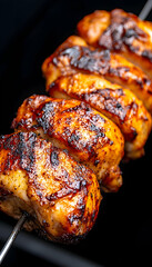 Close-up of grilled chicken skewers