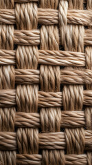 Close-up of tightly woven, light brown, textured fibers forming a grid pattern