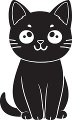Black cat in anime manga style drawing funny feline cartoon clipart vector