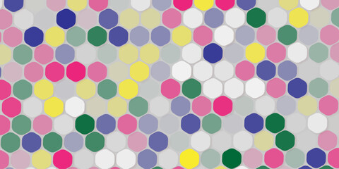 Retro geometric hexagon seamless pattern. Abstract colorful hexagon background vector design.