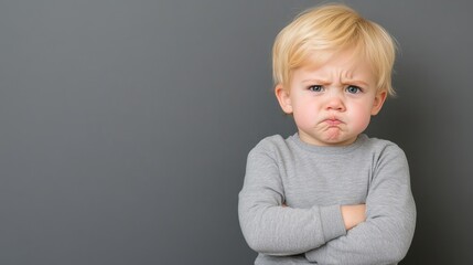 Frowny toddler with arms crossed