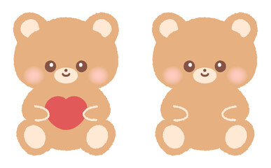 ハートを持つかわいいくまのイラストセット