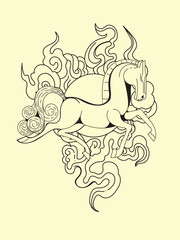 japanese theme doodle hand drawn black and white colour