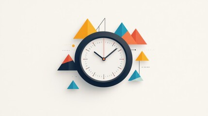 Abstract clock design with colorful geometric shapes. Time management concept