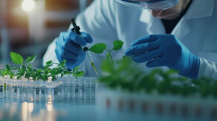 A genetic engineer developing CRISPR technology for gene editing in crops, biotech lab with DNA sequencing equipment, gene-editing tools