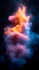 Obraz premium Vibrant Swirling Smoke Clouds in Orange Pink and Blue