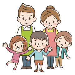 児童養護施設の職員と子供たちのイラスト